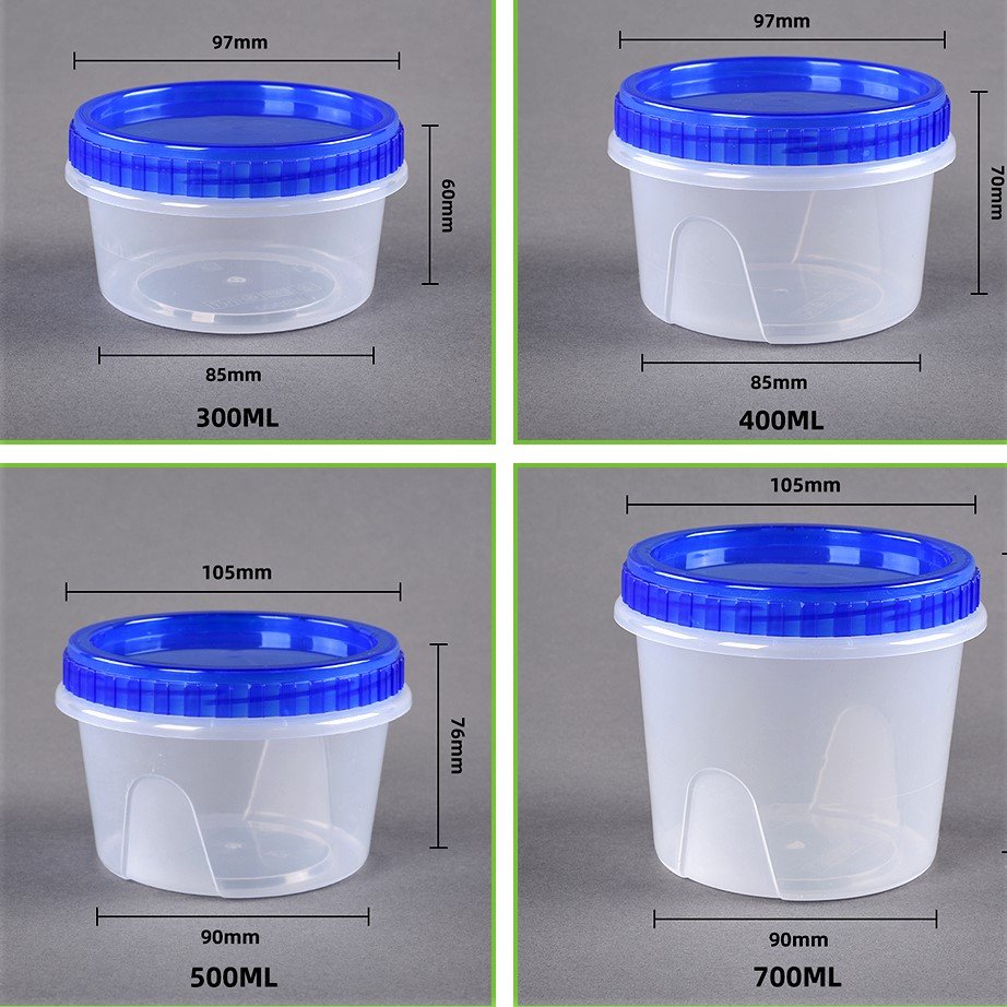300 400 500 700ML pp plastic food storage kitchen plastic stackable storage round cookies food containers with screw on lids