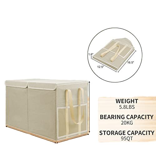 foldable toys storage box with mesh pocket 2 compartments cabinet storage bin clothes organizer