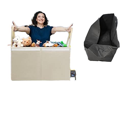 foldable toys storage box with mesh pocket 2 compartments cabinet storage bin clothes organizer