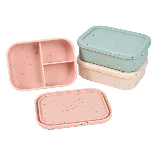 Back to school BPA free food grade custom logo reusable silicone bento lunch boxes kids food storage container dishwasher safe