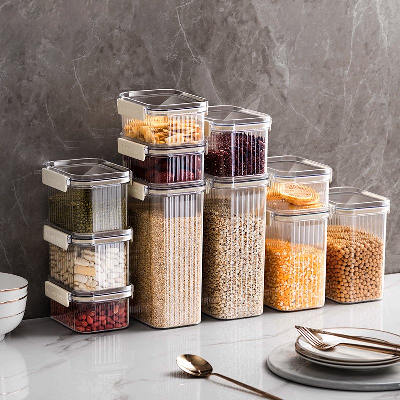 Airtight Food Storage Container Set Plastic Cereal Containers with Easy Lockable Lids Kitchen Pantry Organizationi