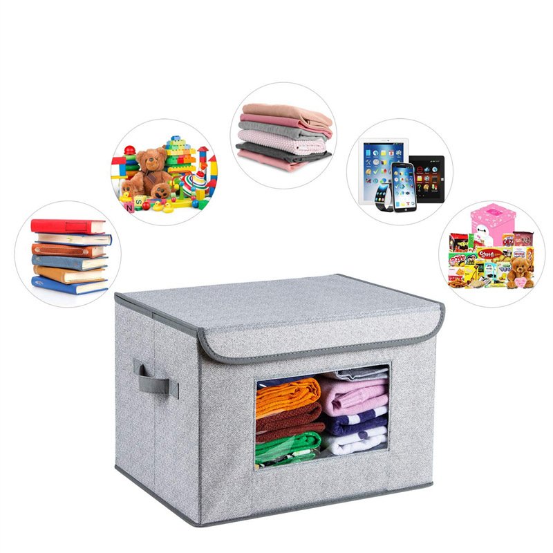 DS3582 Toy Closet Organizers Foldable Storage Boxes with Lids Handles Cube Organizer Basket Linen Fabric Foldable Storage Bin