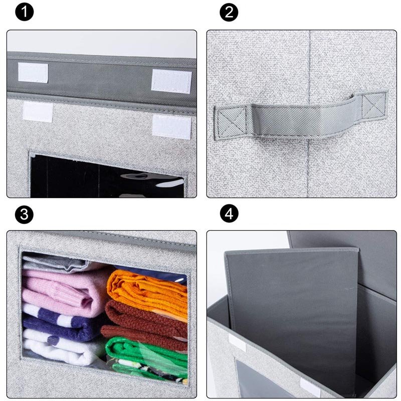 DS3582 Toy Closet Organizers Foldable Storage Boxes with Lids Handles Cube Organizer Basket Linen Fabric Foldable Storage Bin