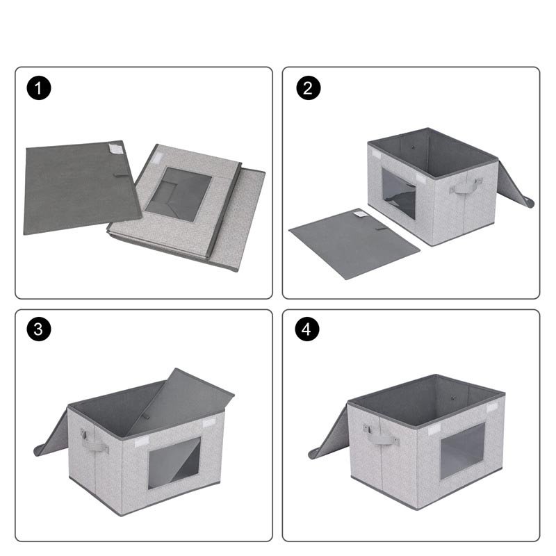 DS3582 Toy Closet Organizers Foldable Storage Boxes with Lids Handles Cube Organizer Basket Linen Fabric Foldable Storage Bin