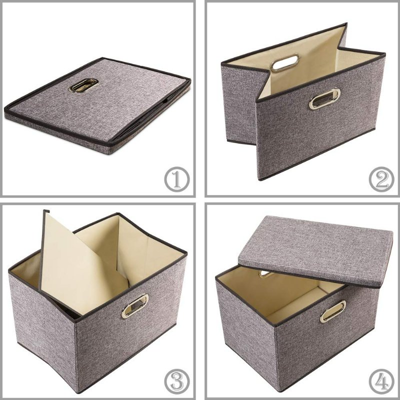 3 Pack Storage Bins Cubes Foldable Heavy Duty Fabric Storage Box Basket Containers With Lid