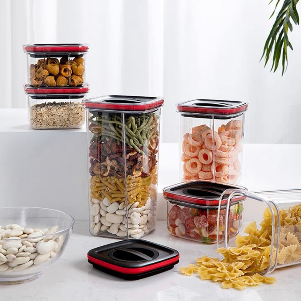 Rotating transparent plastic sealing jar food-grade moisture-proof storage jar fresh box household grains and cereals storage