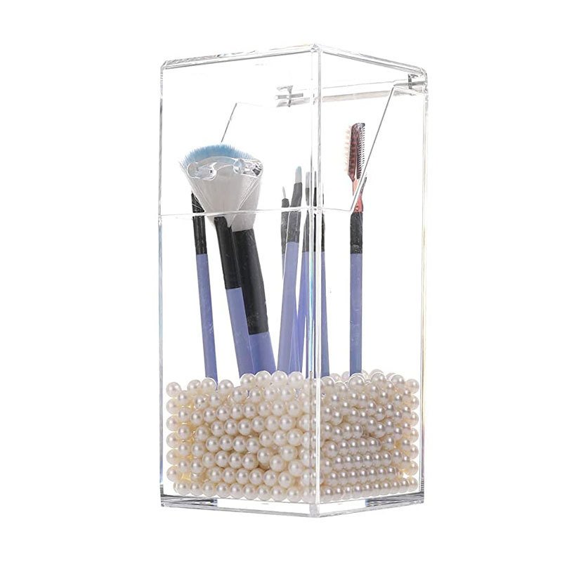 Dustproof White Pearls Makeup Brush Storage Box Makeup Brush Holder Makeup Brush Organizer with Lid