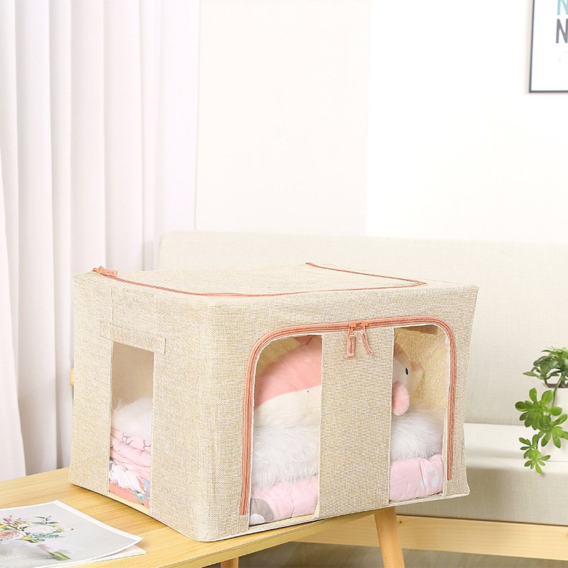 KUYUE Frame Box Dustproof Linen Cloth Finishing Box Can Be Large Folding Box Foldable Blue Clothing Organizer Canvasw Steel 1.31