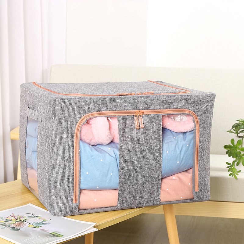 KUYUE Frame Box Dustproof Linen Cloth Finishing Box Can Be Large Folding Box Foldable Blue Clothing Organizer Canvasw Steel 1.31