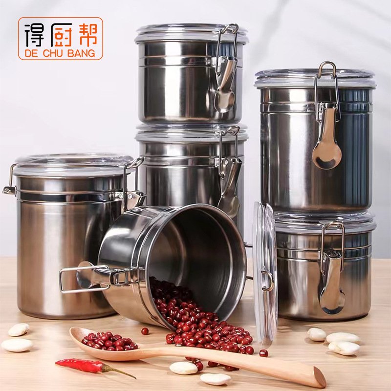Food storage jars with lids multi-specification tea moisture-proof insect dry fruits dried stainless steel sealed canisters