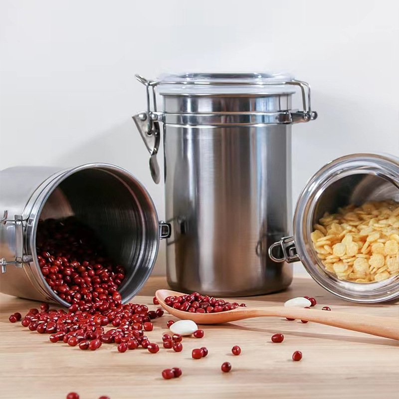 Food storage jars with lids multi-specification tea moisture-proof insect dry fruits dried stainless steel sealed canisters