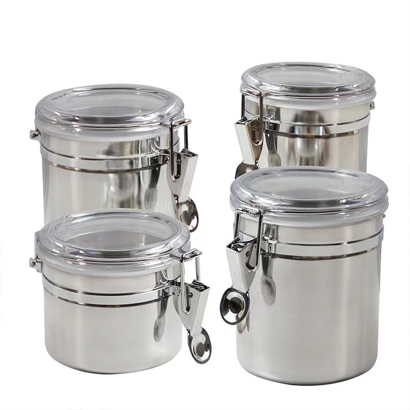 Food storage jars with lids multi-specification tea moisture-proof insect dry fruits dried stainless steel sealed canisters
