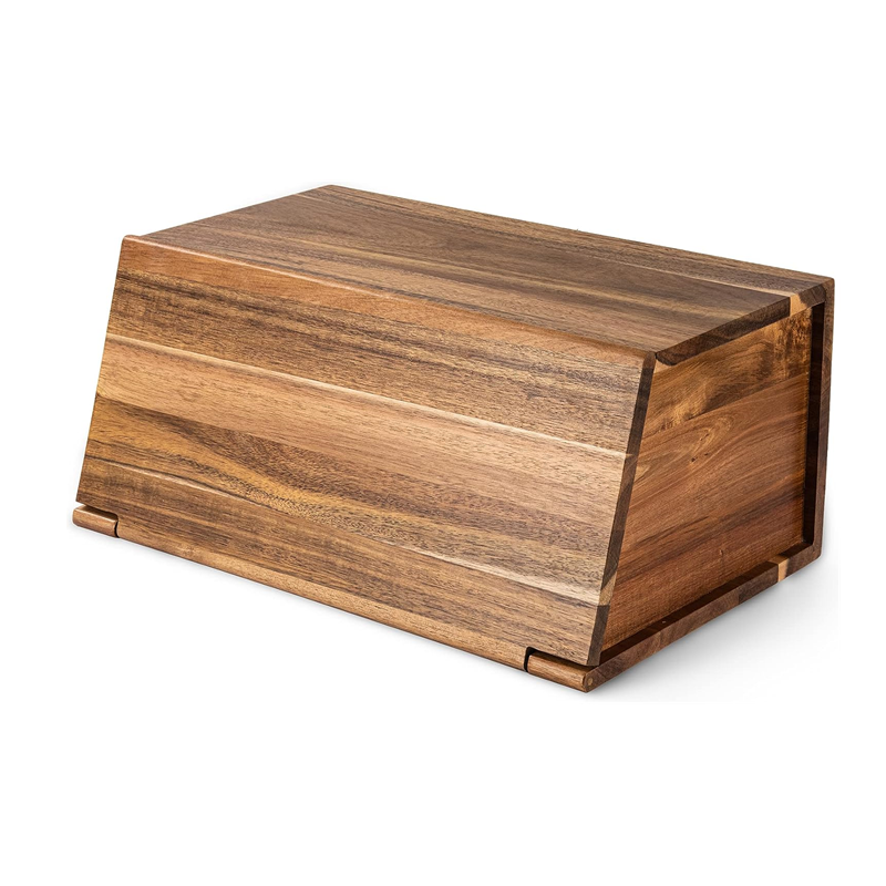natural retro kitchen countertop wooden bread food storage box assembly bamboo bread box for kitchen food storage
