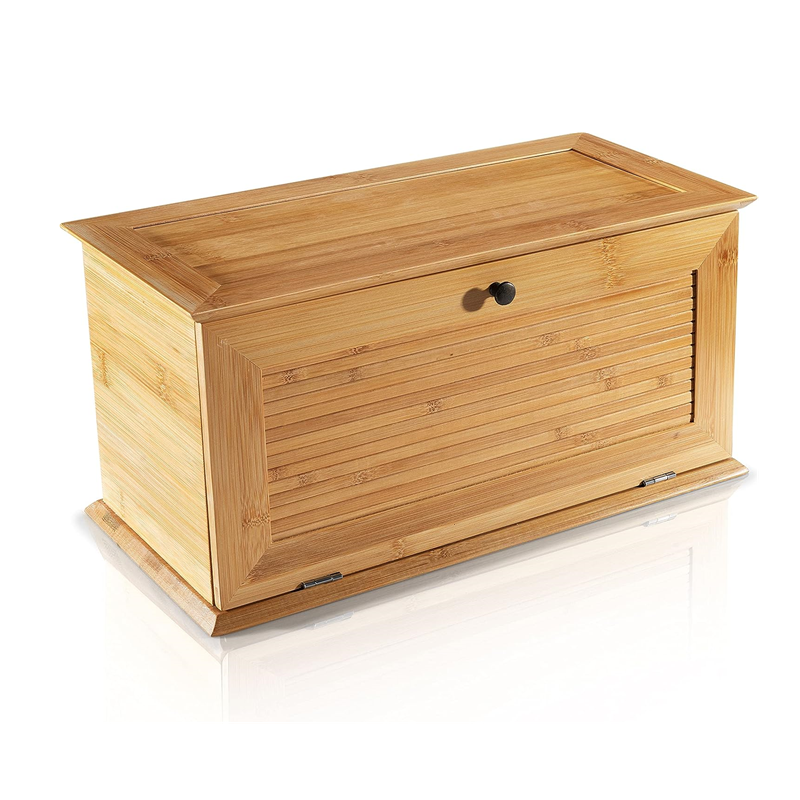 natural retro kitchen countertop wooden bread food storage box assembly bamboo bread box for kitchen food storage