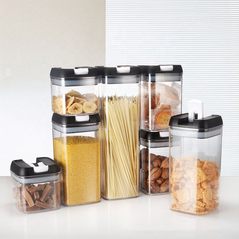 7 Piece Premium Stackable Pantry Organizer Organization Cereal Airtight Plastic Dry Food Storage Containers Sets