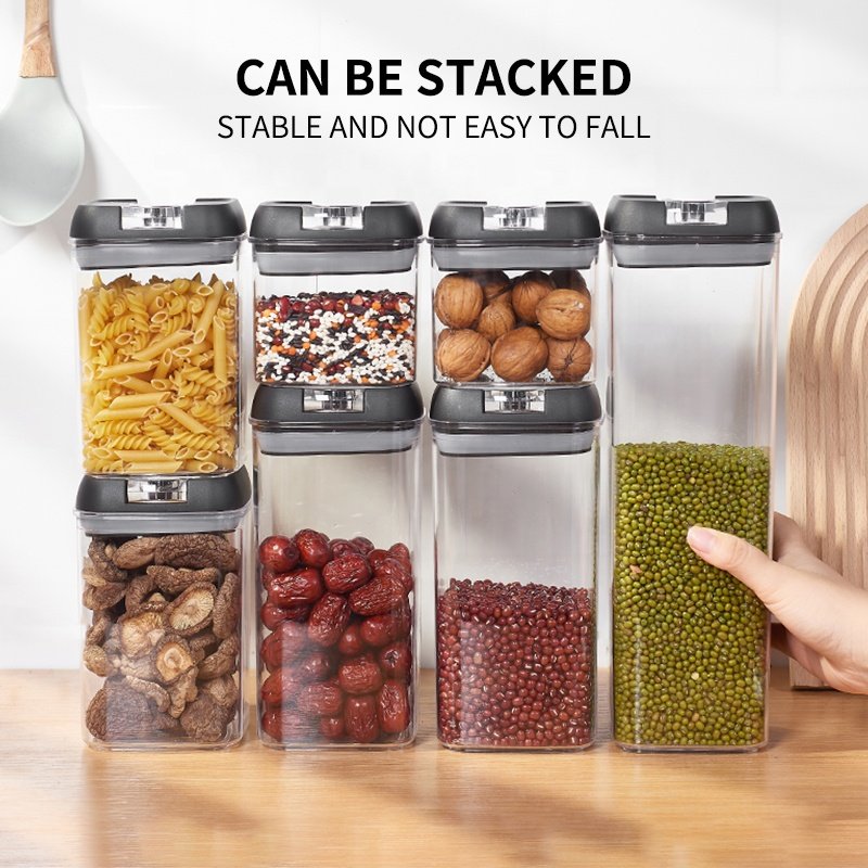7 Piece Premium Stackable Pantry Organizer Organization Cereal Airtight Plastic Dry Food Storage Containers Sets
