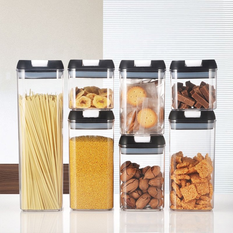 7 Piece Premium Stackable Pantry Organizer Organization Cereal Airtight Plastic Dry Food Storage Containers Sets