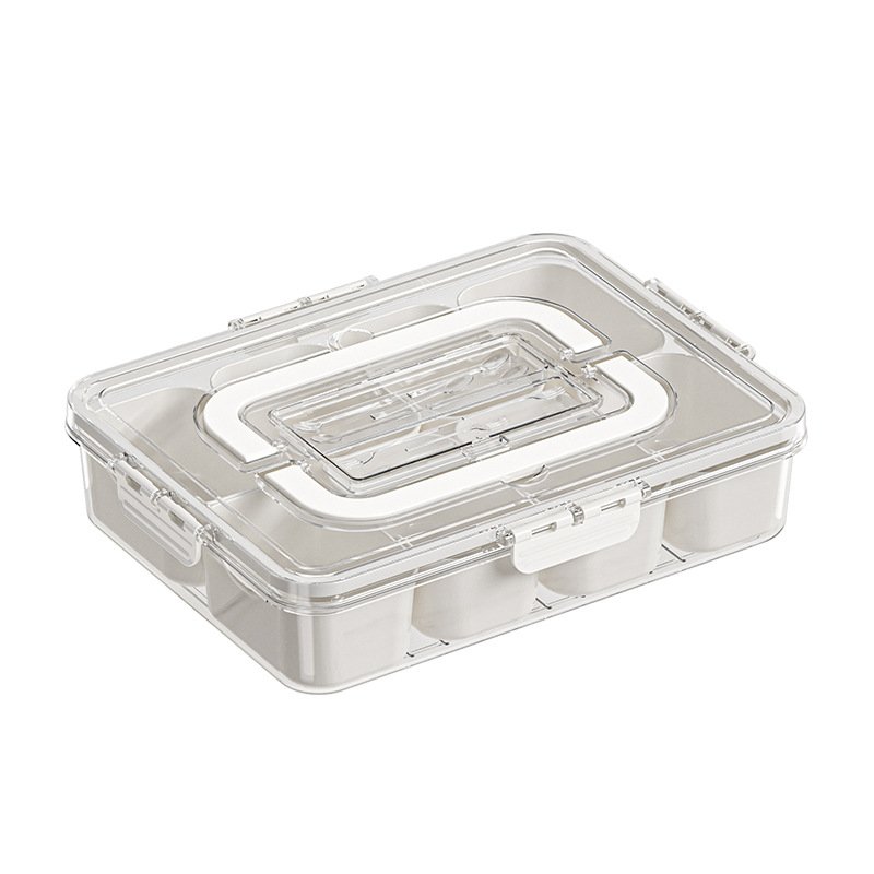 Fridge Veggie Fruit Food Storage Container Divided Snack Serving Tray With Lids and Handle