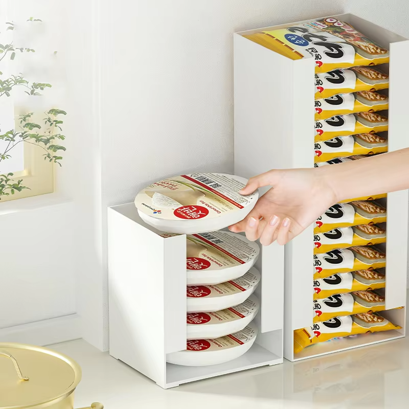 Open desktop instant noodles storage rack Dresser mask storage box Open-top paper cup kitchen shelf