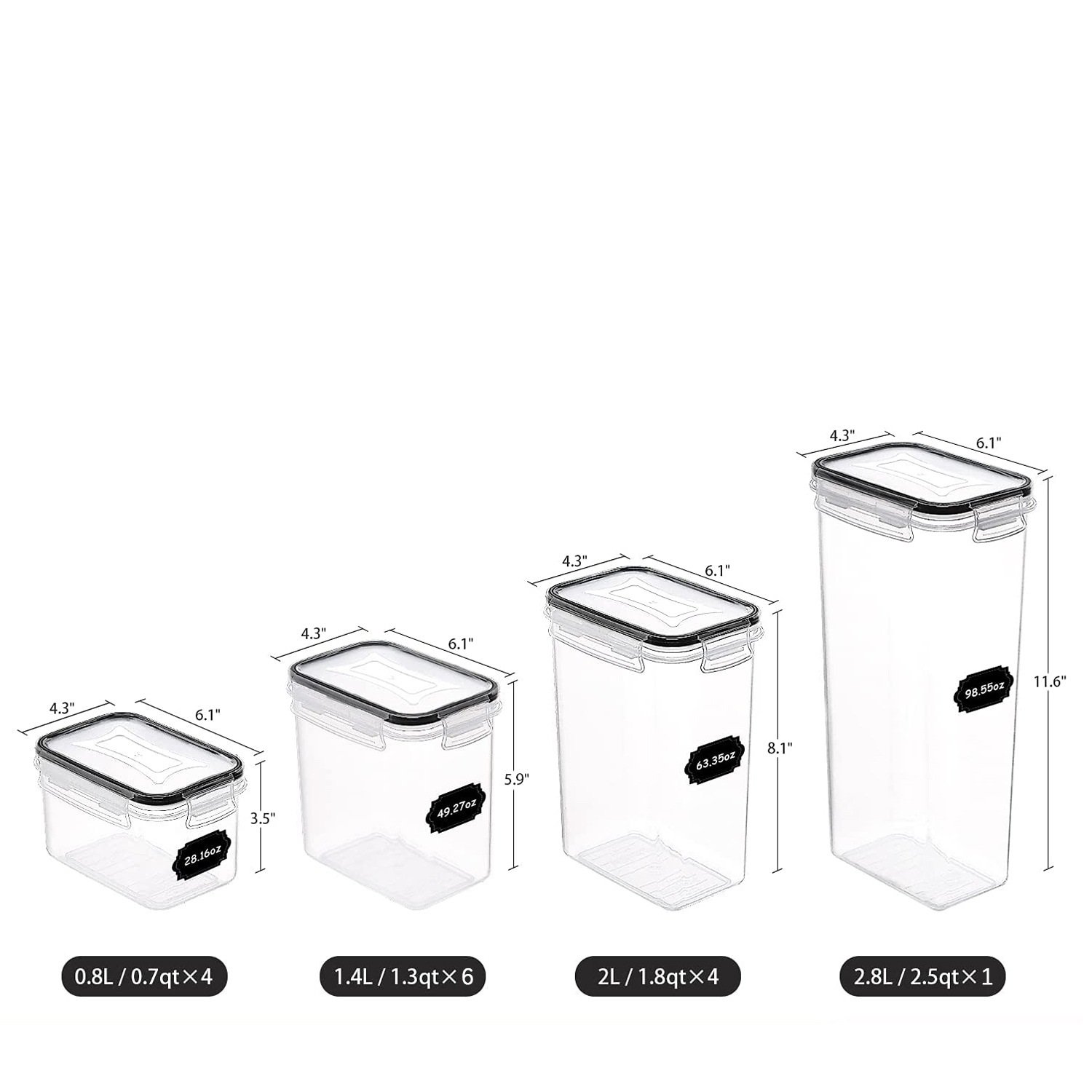 Hot sale 15 pcs BPA Free Plastic Airtight Food Storage Containers Set with Lids Include 24 Labels 1 Marker and Spoons