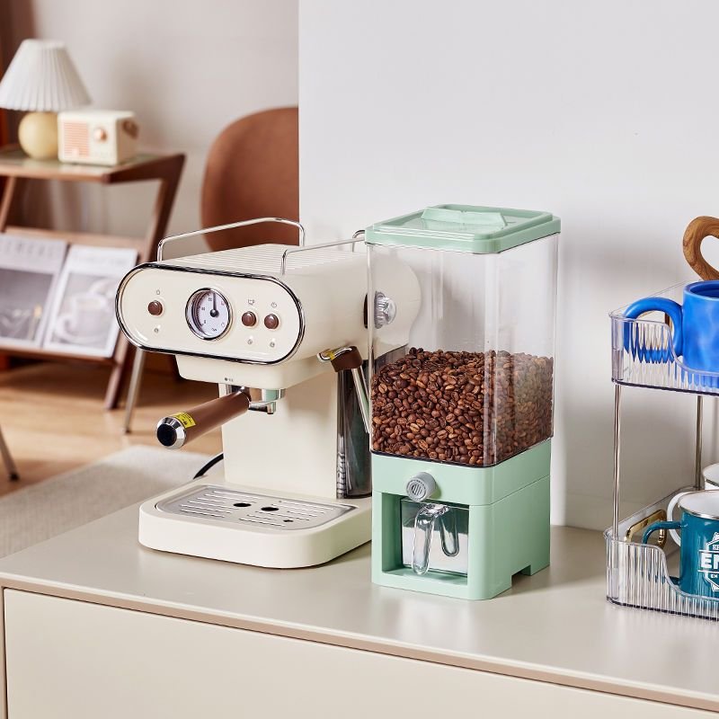 XJH Modern Clear Airtight Plastic Rice Coffee Soybeans and So on Kitchen Storage Dry Food Dispenser with Measuring Cup