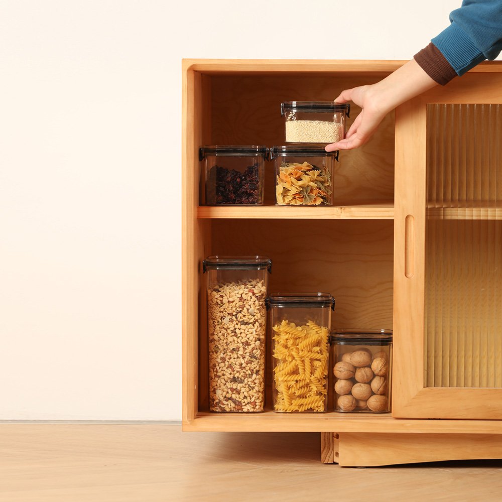 Kitchen rectangle high transparent plastic airtight cereal food storage box containers with durable lid
