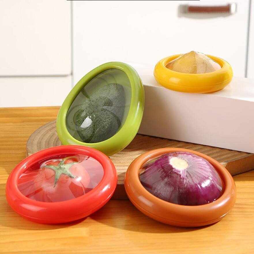 Fresh Stretch Pod Reusable Plastic Storage Food Containers Set Avocado Onion Lemon Tomato Saver Keeper
