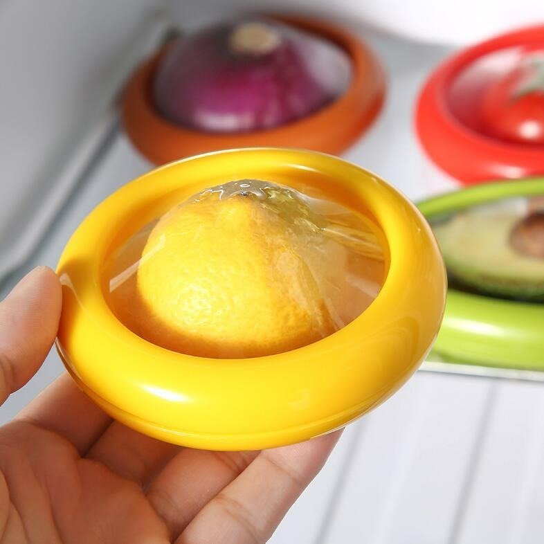 Fresh Stretch Pod Reusable Plastic Storage Food Containers Set Avocado Onion Lemon Tomato Saver Keeper