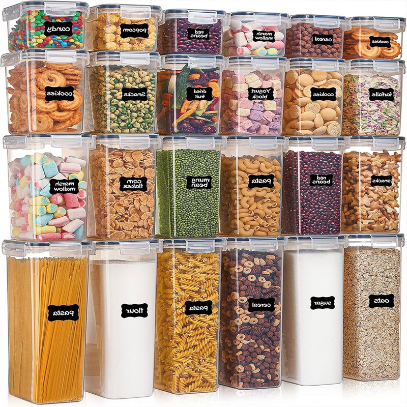 24Pcs Set Bpa-Free Airtight Plastic Stackable Kitchen Organizer Cereal 42pack Dry Food Storage BIn Box Container