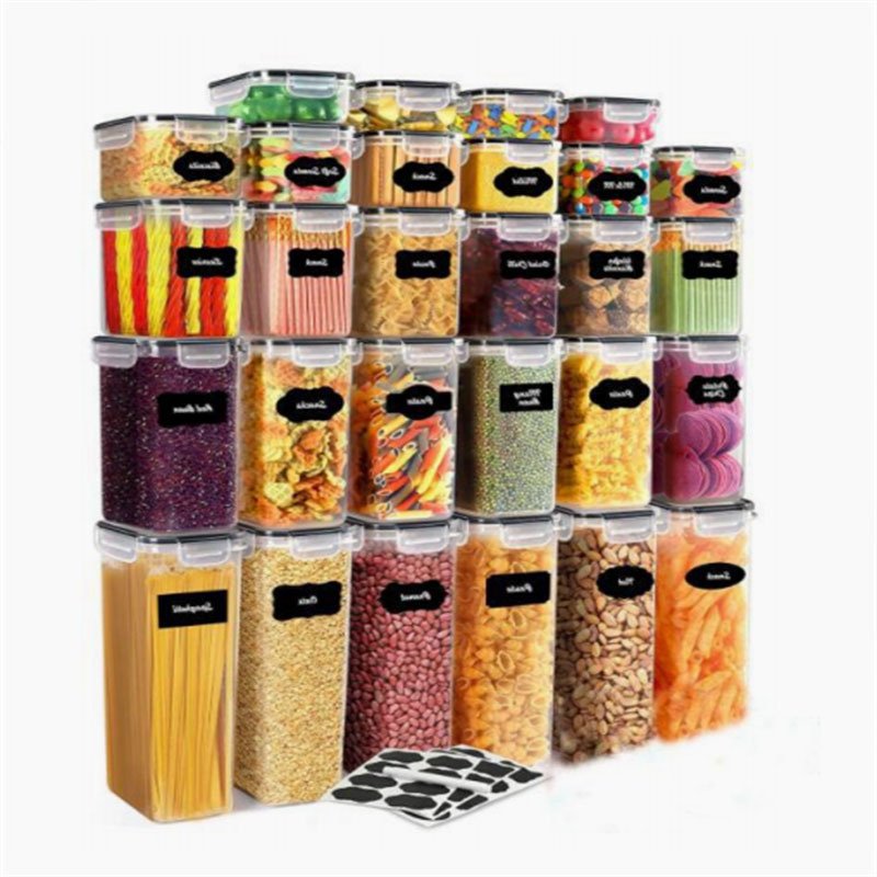 24Pcs Set Bpa-Free Airtight Plastic Stackable Kitchen Organizer Cereal 42pack Dry Food Storage BIn Box Container