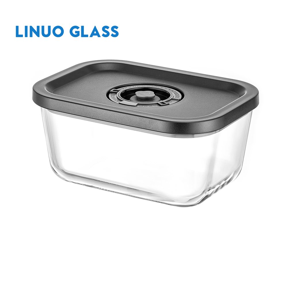 Linuo Microwave Oven Freezer Safe Kitchen Pantry Glass Vacuum Food Storage Container With Vacuum Pump