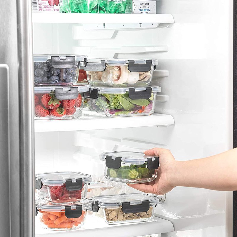 Multiple Shape & Size Leakproof Thick Glass Food Storage Containers With Lids Bento Boxes