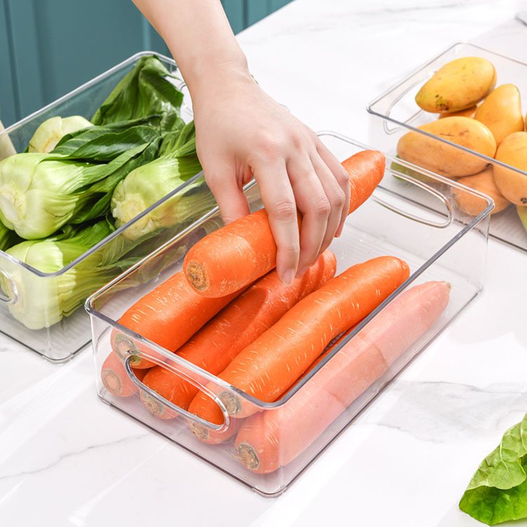 Stackable Kitchen Food Preservation BoxRefrigerator Bins Organizers Clear With Handle For Vegetable Food Storage Container