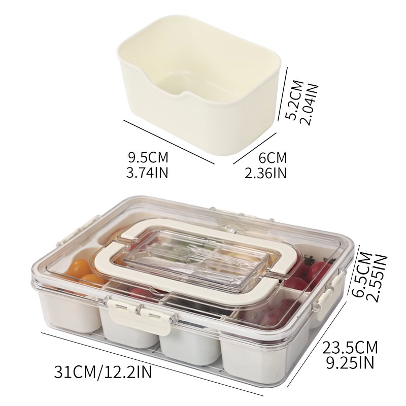 Kitchen Sealed Portable Plastic Spice Container Snack Storage Snackle Clear Divided Serving Veggie Tray Box With Lid And Handle