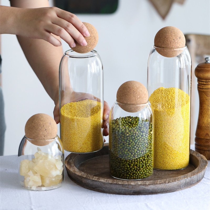 Cute Decorative Organizer Storage Container Bottle Jar Glass Minimalist Cover Flexible Glass Jars with Bamboo Wooden Lids 100pcs