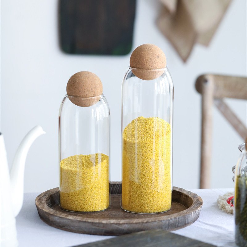 Cute Decorative Organizer Storage Container Bottle Jar Glass Minimalist Cover Flexible Glass Jars with Bamboo Wooden Lids 100pcs