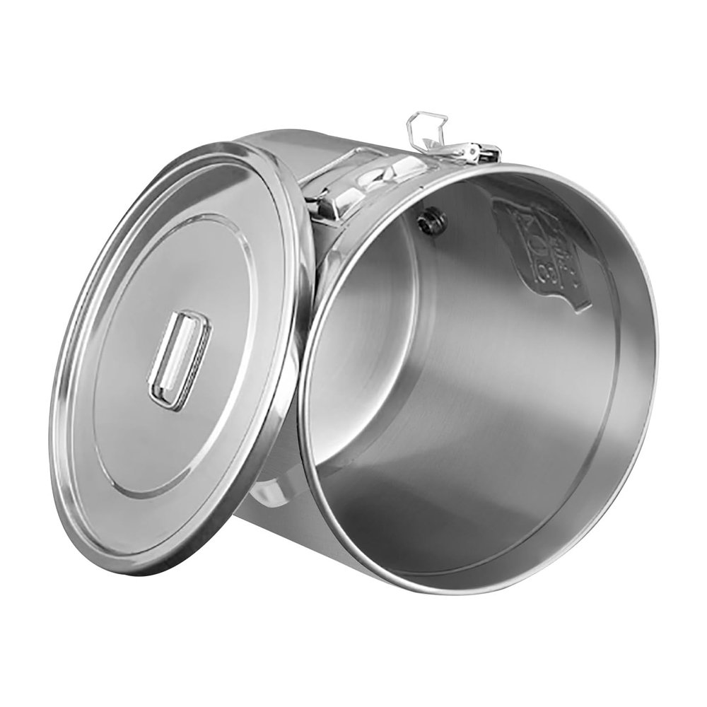 Large Capacity Food Storage Bucket For Bean Flour Airtight Soup Bucket Milk Can Stainless Steel Canister Set wih Lid Lock Clips