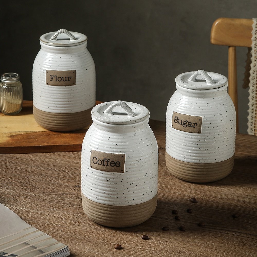 Vintage home kitchen ware clay ceramic spice jar storage bottles & jars sealing lid canisters sets for the kitchen storage