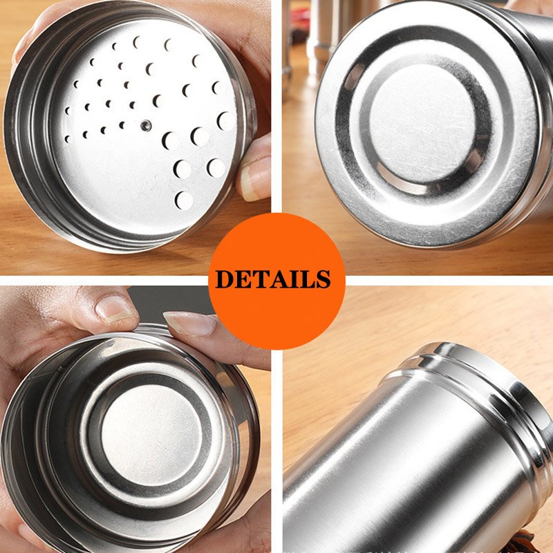 Stainless Steel Spice Shaker Seasoning Cans Rotate Camping Barbecue Jars Spice Storage Box Salt Sugar Pepper Storage Bottle