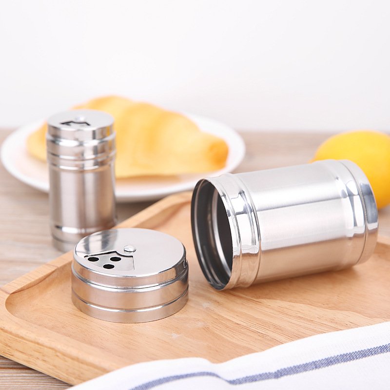 Stainless Steel Spice Shaker Seasoning Cans Rotate Camping Barbecue Jars Spice Storage Box Salt Sugar Pepper Storage Bottle