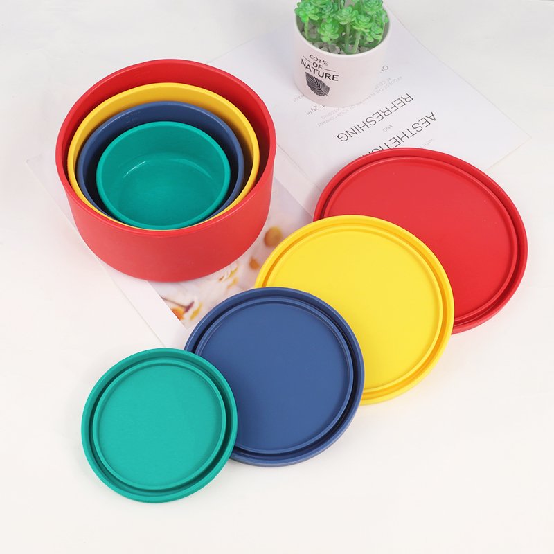 Food Storage Containers With Lids 4PCS Silicone stackable Lunch Box Airtight Vacuum Seal Freezer Microwavable Food Containers