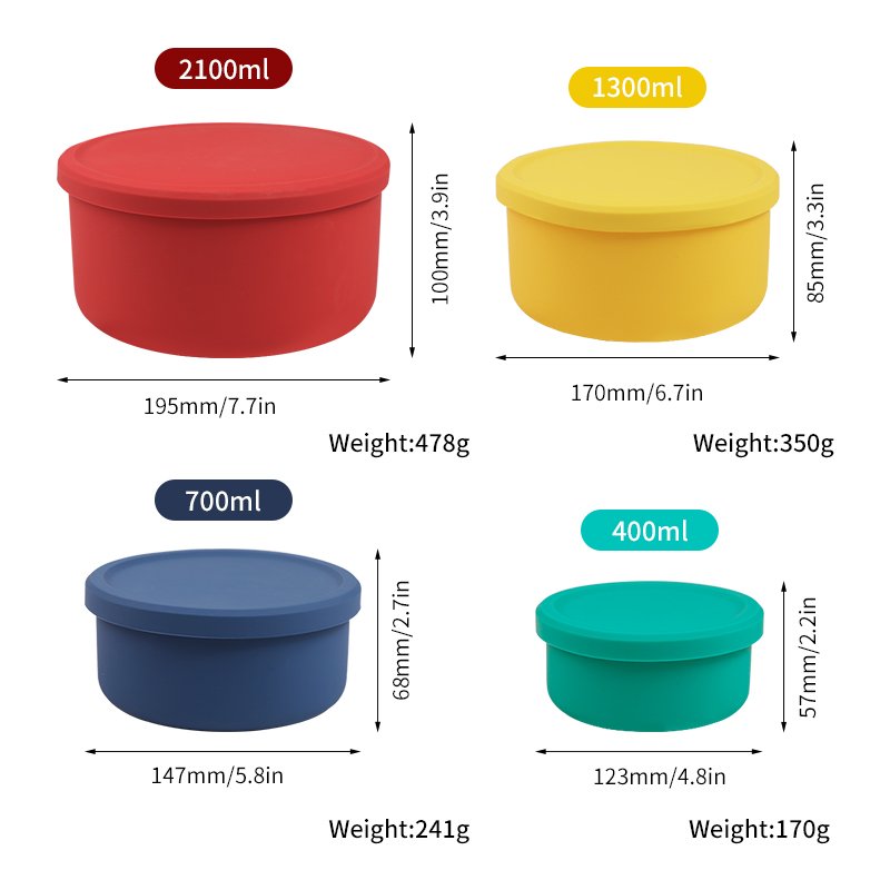 Food Storage Containers With Lids 4PCS Silicone stackable Lunch Box Airtight Vacuum Seal Freezer Microwavable Food Containers