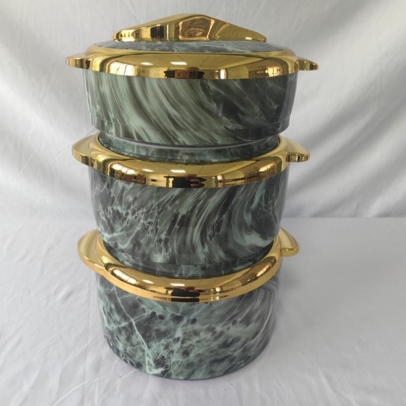 3PCS African Large Food Storage Container Household Hot Pot Thermo Insulated Casserole Set Buffet Food Warmer Display Set