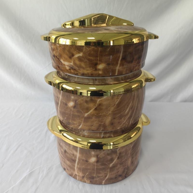 3PCS African Large Food Storage Container Household Hot Pot Thermo Insulated Casserole Set Buffet Food Warmer Display Set