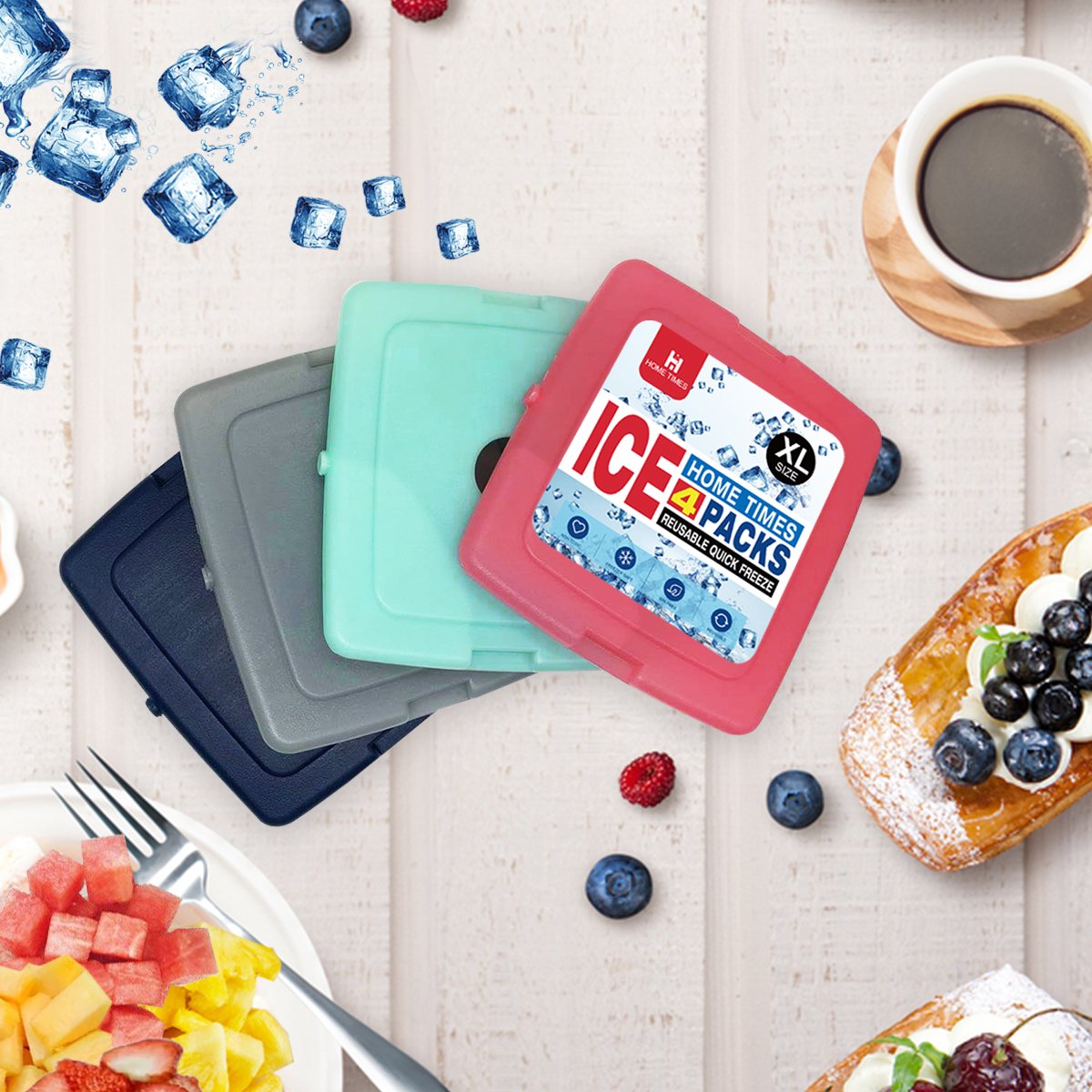 Wholesaler Cool Coolers by HomeTimes 4 Pack Slim Ice Packs Quick Freeze Space Saving Reusable Ice Packs for Lunch Boxes
