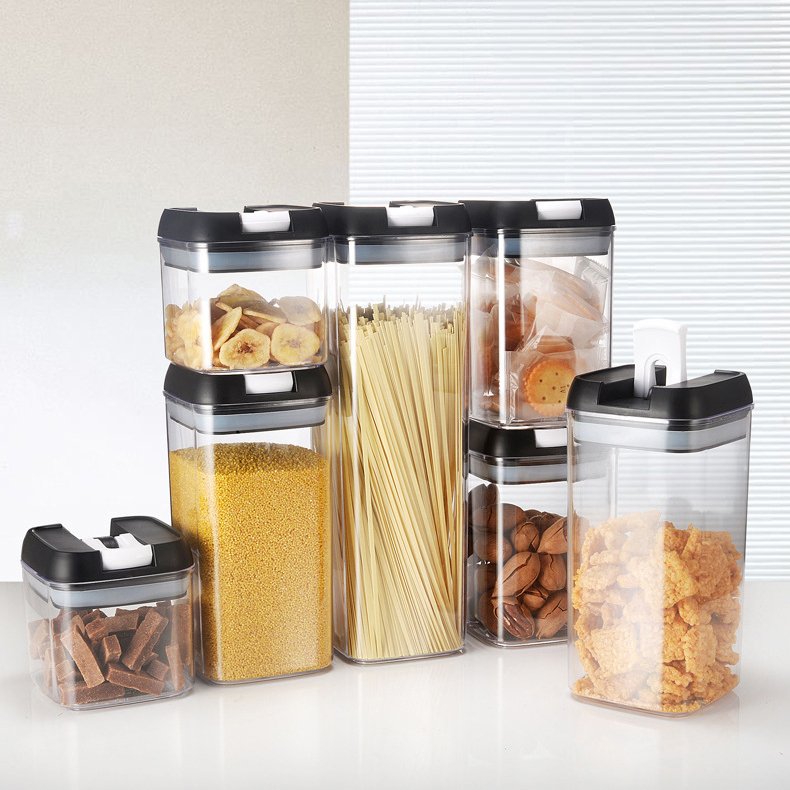 7 Piece Airtight Stackable Transparent Food Containers Plastic Kitchen Fridge Storage Box Bins 7pcs Food Storage Set With Lids