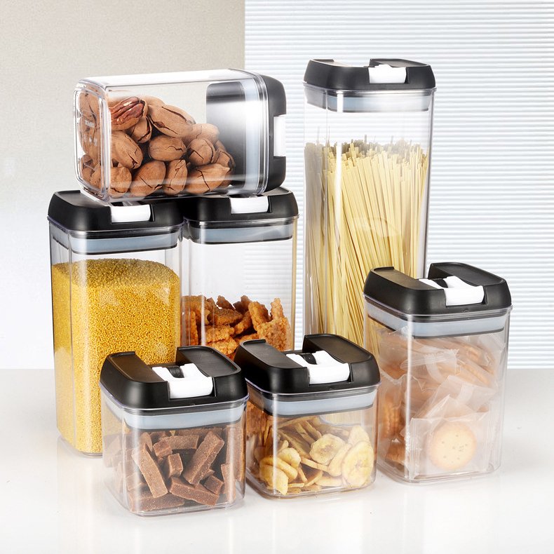 7 Piece Airtight Stackable Transparent Food Containers Plastic Kitchen Fridge Storage Box Bins 7pcs Food Storage Set With Lids