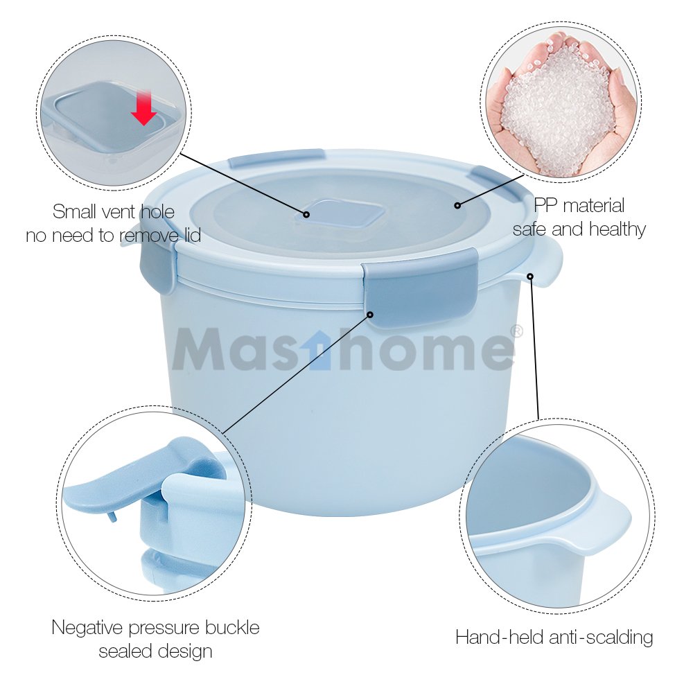 Masthome Office School Plastic Microwaveable Food Container Rice Cooker Microwavable Bowls Lunch Box