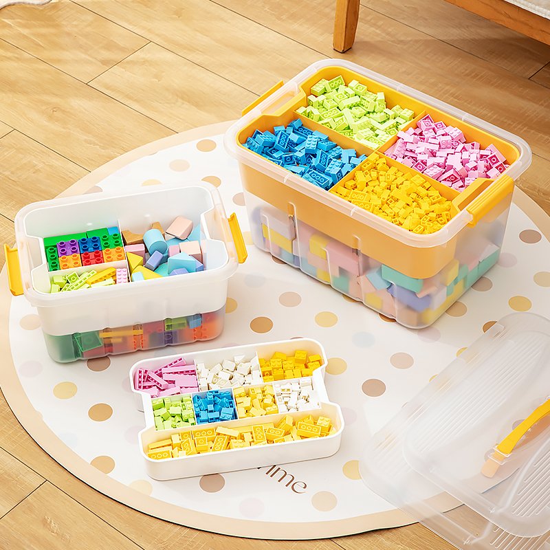 Toys Storage Container for Children Build Blocks Organizer Stackable Plastic Large Capacity Storage Box With Handle