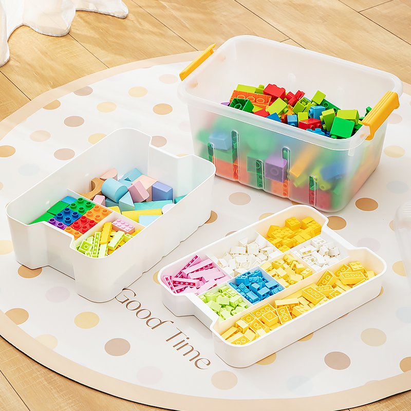 Toys Storage Container for Children Build Blocks Organizer Stackable Plastic Large Capacity Storage Box With Handle